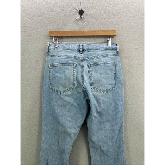 Everlane Womens Light Faded Blue Raw Hem Straight Leg Kick Crop Denim Jeans Size - Picture 5 of 12